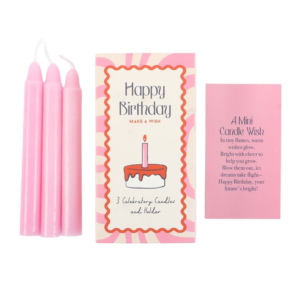Something Different - Set of 3 Happy Birthday Candles in a Box Bougie Parfumée - Rose